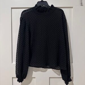 Zara Black Polka Dot Long Sleeve Top